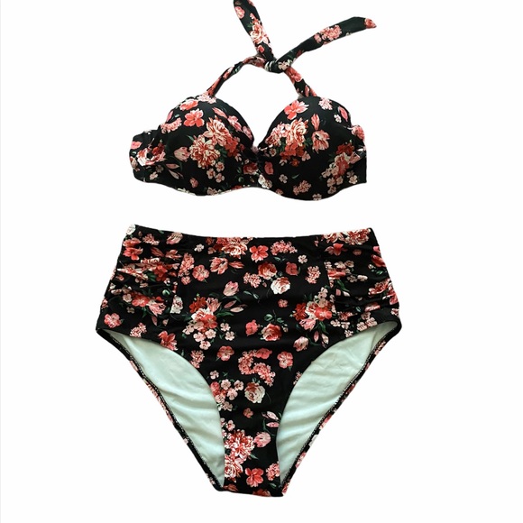 Floral High-Waisted Full Coverage Bikini | Medium - Picture 1 of 3